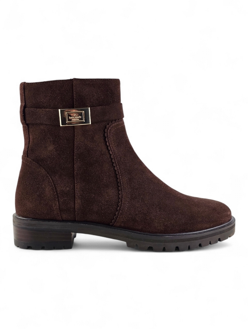 NWT Kate Spade Women's Dani Brown Suede Lug Sole Ankle Booties Espresso 9B